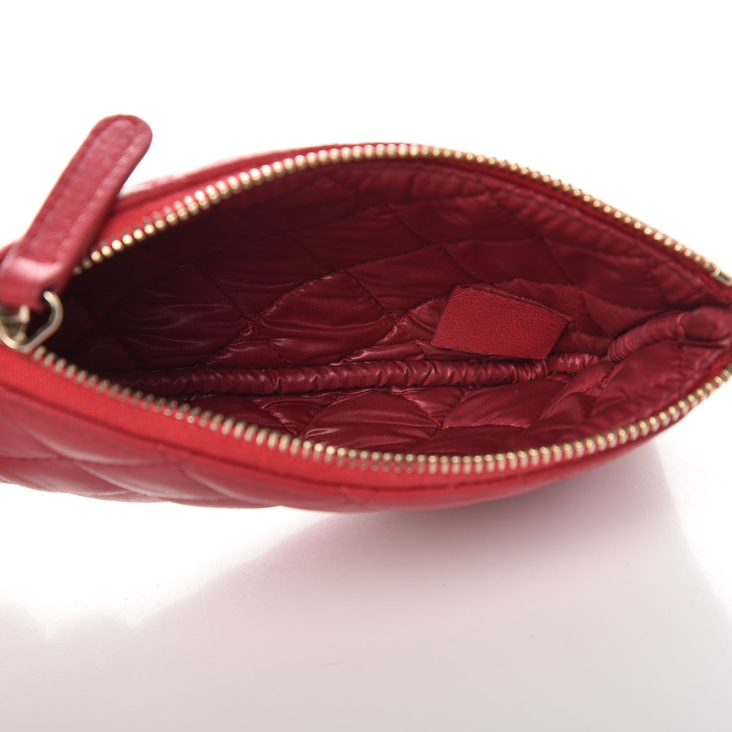 Lambskin Quilted Small Cosmetic Case Dark Pink