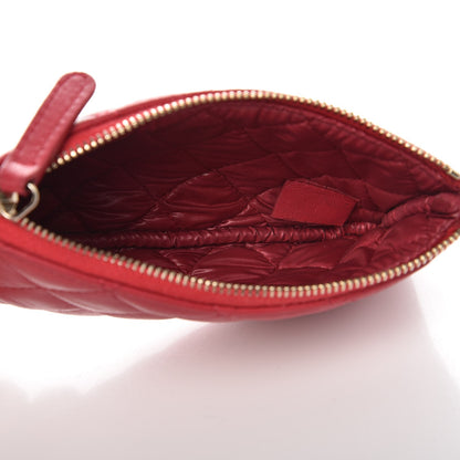 Chanel Lambskin Quilted Small Cosmetic Case Dark Pink 5 of 10