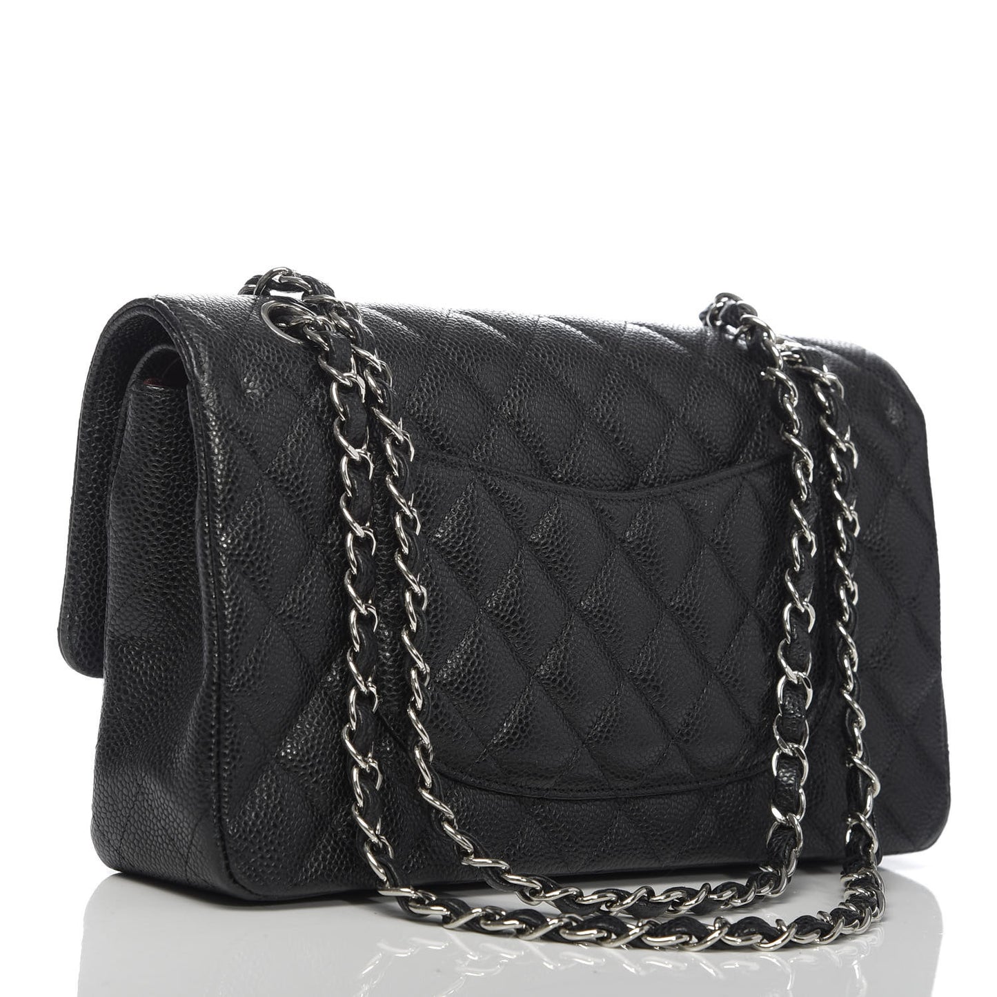 Caviar Quilted Medium Double Flap Black