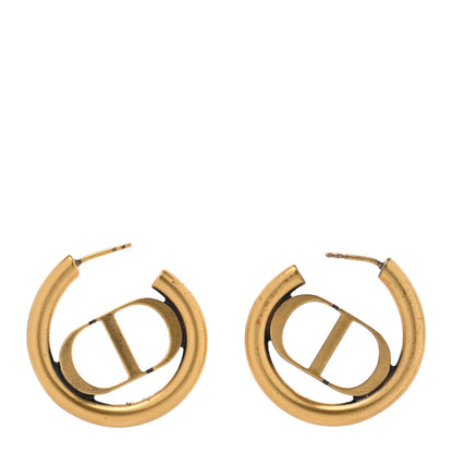 Christian Dior Metal 30 Montaigne Hoop Earrings Aged Gold 1 of 5