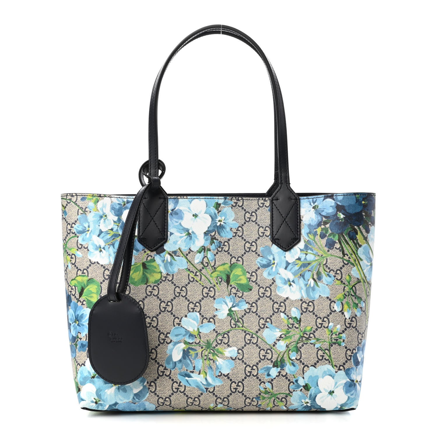 Gucci GG Supreme Monogram Blooms Small Reversible Tote Beige Blue Navy 1 of 14