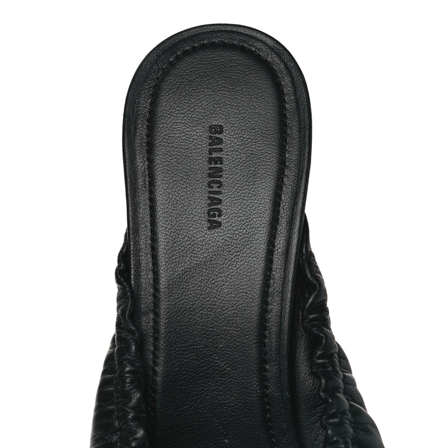 Smooth Nappa Pointed Toe Scrunch Knife 40mm Mules 38.5 Black
