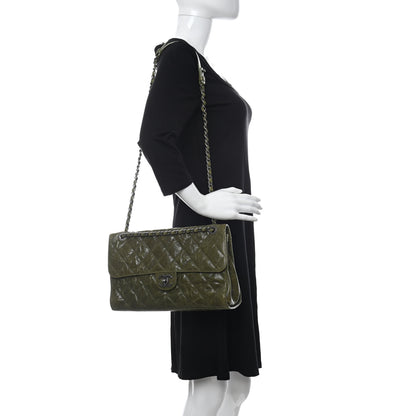 Chanel Crumpled Grained Calfskin Jumbo CC Crave Flap Green 2 of 13