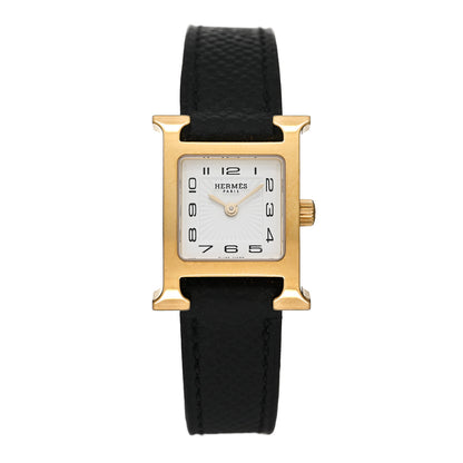 Hermes Stainless Steel Epsom 17.2mm Heure H Hour Quartz Watch Noir 1 of 5