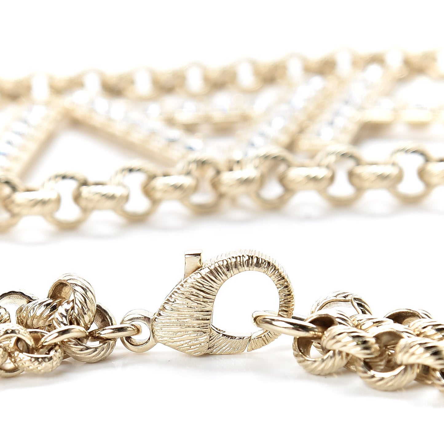 Metal Crystal 90's Icon Logo Chain Belt Gold