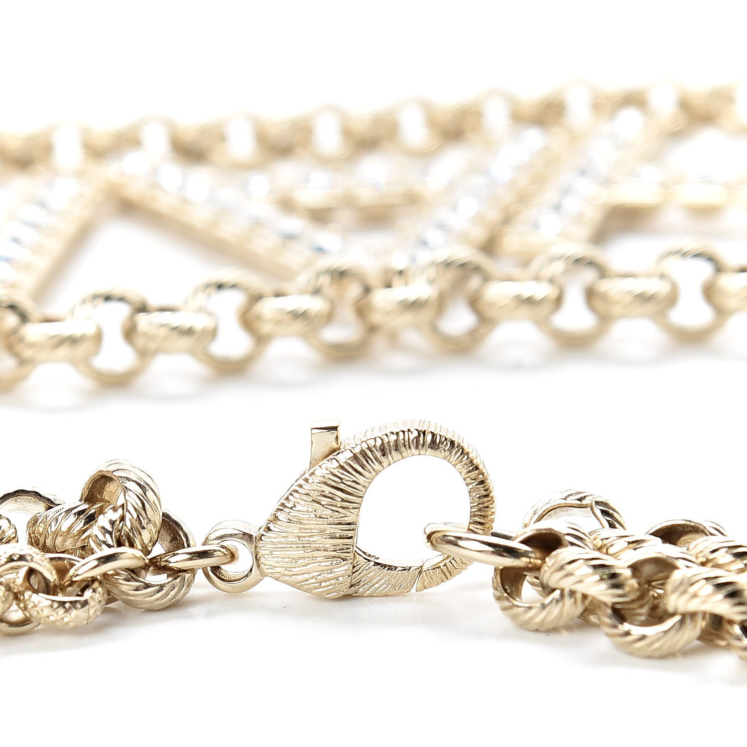 Chanel Metal Crystal 90's Icon Logo Chain Belt Gold 4 of 5