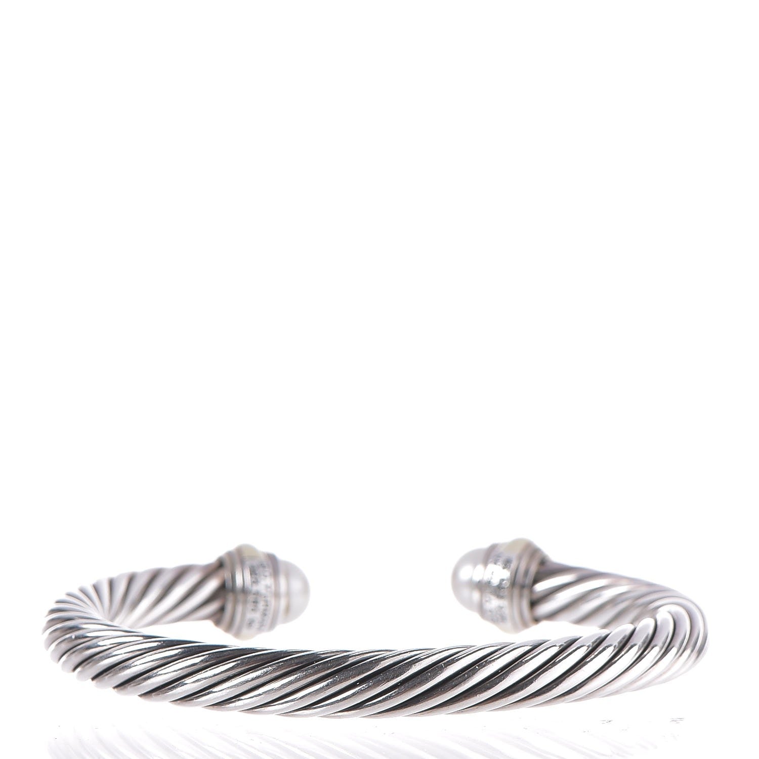 David Yurman Sterling Silver 14K Yellow Gold Pearl 7mm Cable Classics Bracelet 3 of 5