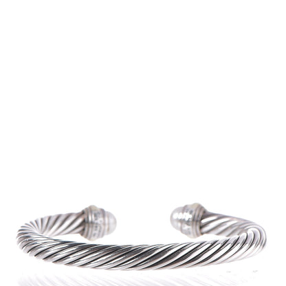 David Yurman Sterling Silver 14K Yellow Gold Pearl 7mm Cable Classics Bracelet 3 of 5