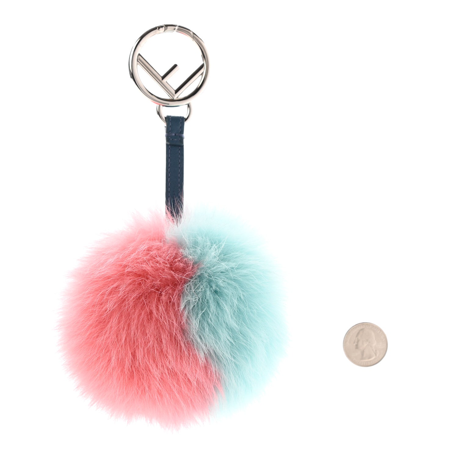 Fendi Fox Fur Shiny Nappa F is Fendi Bi-Color Pom Pom Bag Charm Bigne Macaron 2 of 4