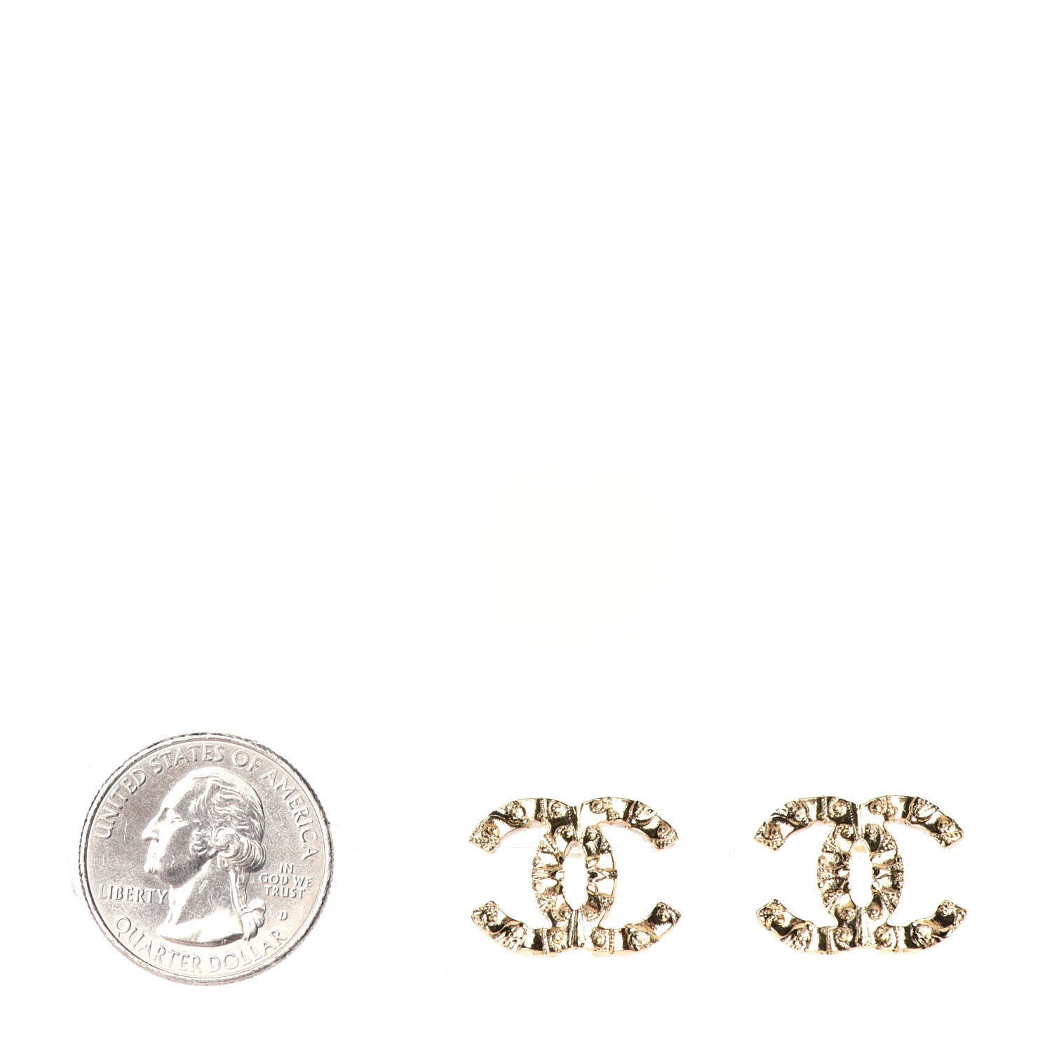 Chanel Metal Textured CC Earrings Gold 2 of 4