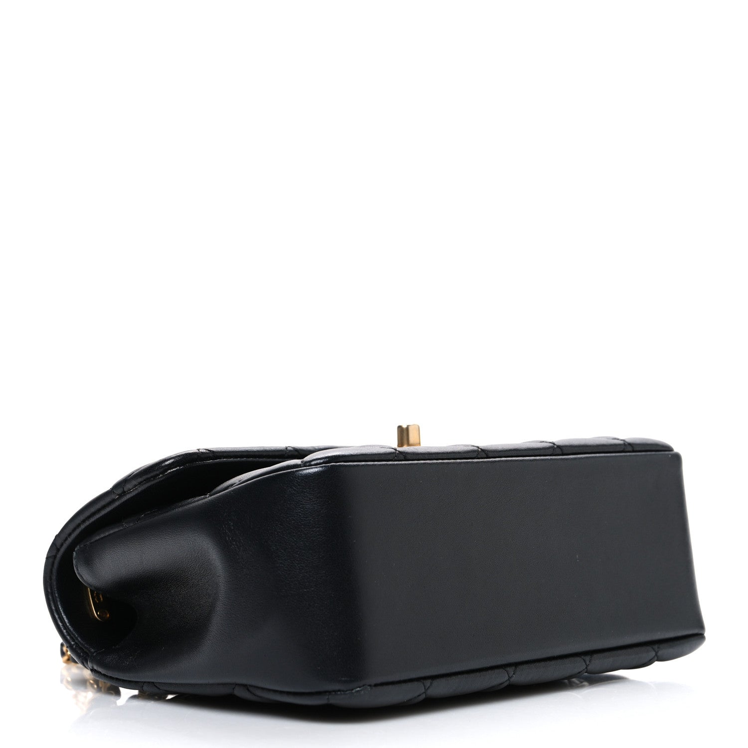 Chanel Shiny Lambskin Quilted Pearl Twist Mini Square Flap Black