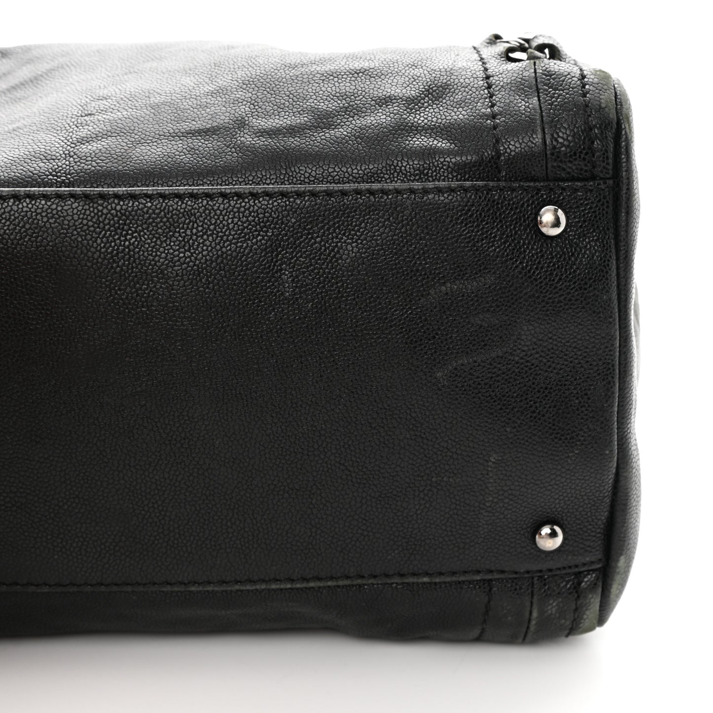 Glazed Calfskin East West Modern Chain Tote Black