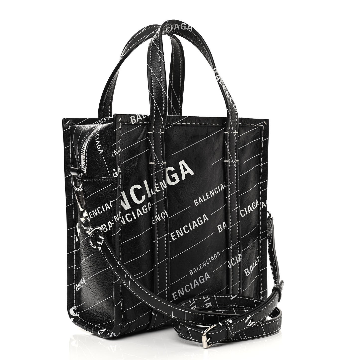 Agneau Arena Logo Multicolor Print XS Bazar Shopper Tote Black White