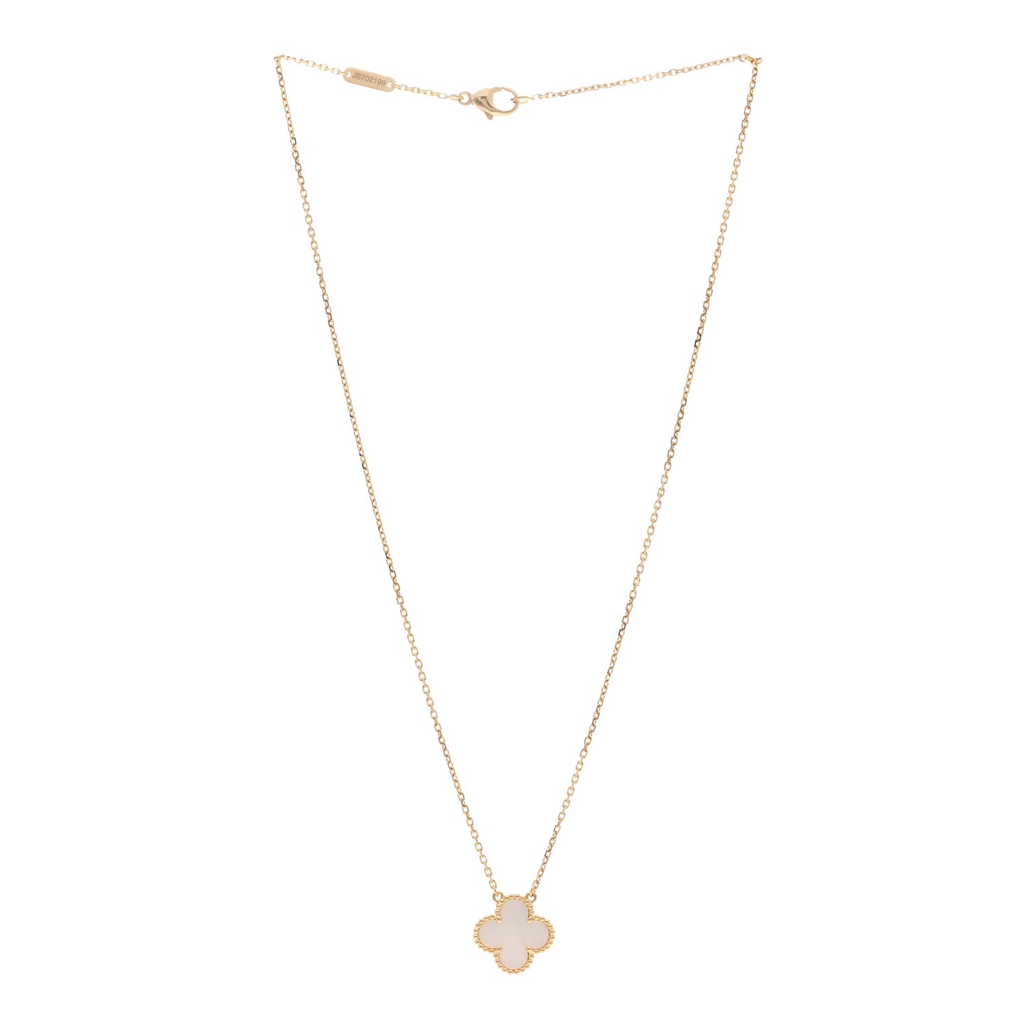 18K Yellow Gold Mother of Pearl Vintage Alhambra Pendant Necklace