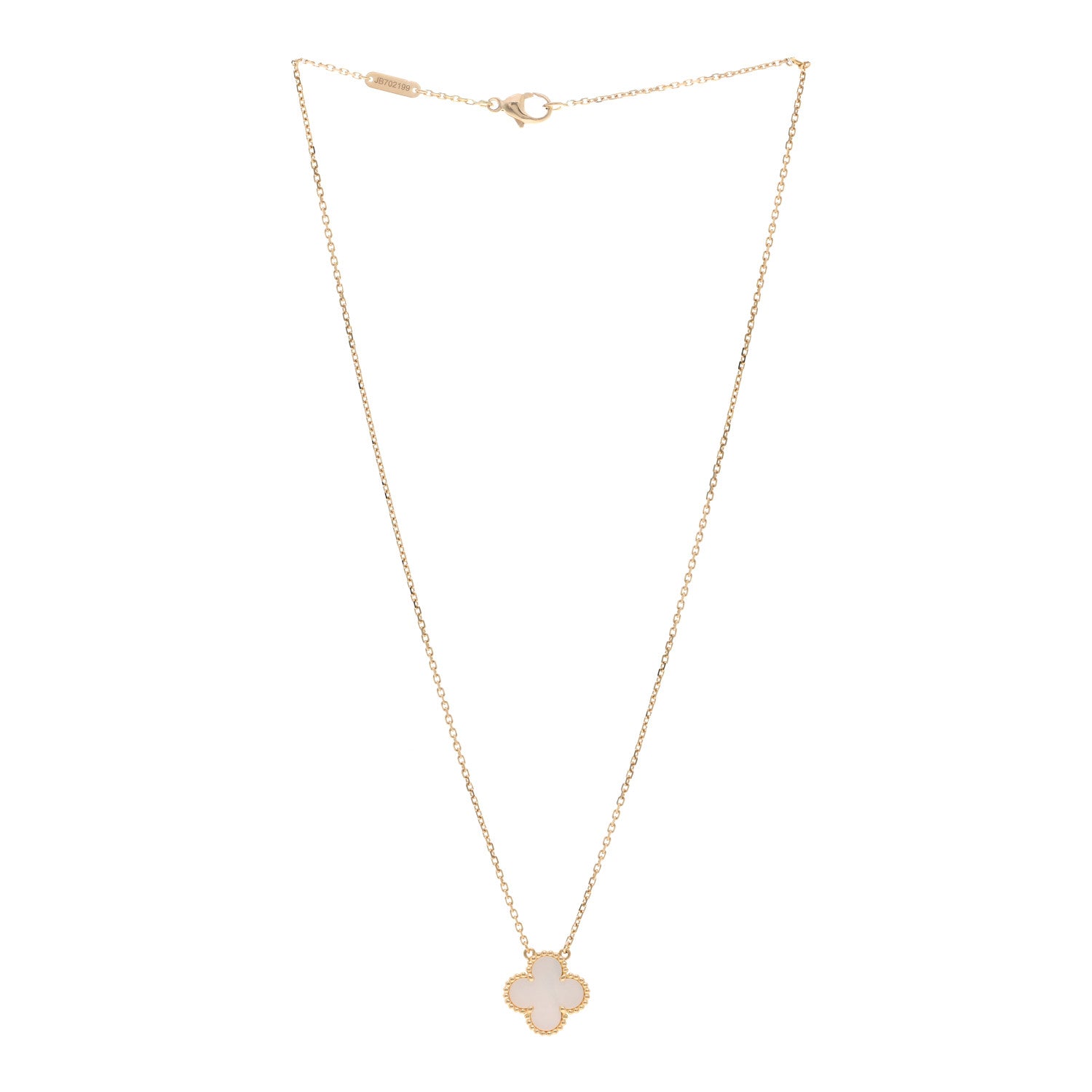 Van Cleef & Arpels 18K Yellow Gold Mother of Pearl Vintage Alhambra Pendant Necklace 3 of 4