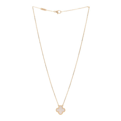 Van Cleef & Arpels 18K Yellow Gold Mother of Pearl Vintage Alhambra Pendant Necklace 3 of 4