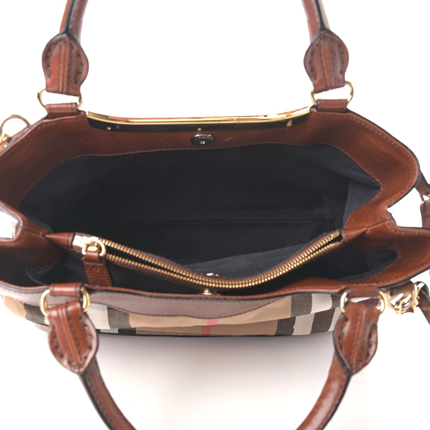 House Check Bridle Calfskin Hepburn Satchel Tan
