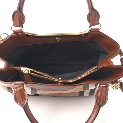 Burberry House Check Bridle Calfskin Hepburn Satchel Tan 5 of 12