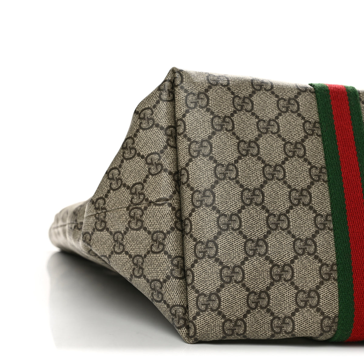 Gucci Tender GG Supreme Monogram Textured Dollar Calfskin Web Tote Beige Ebony New Acero 8 of 10