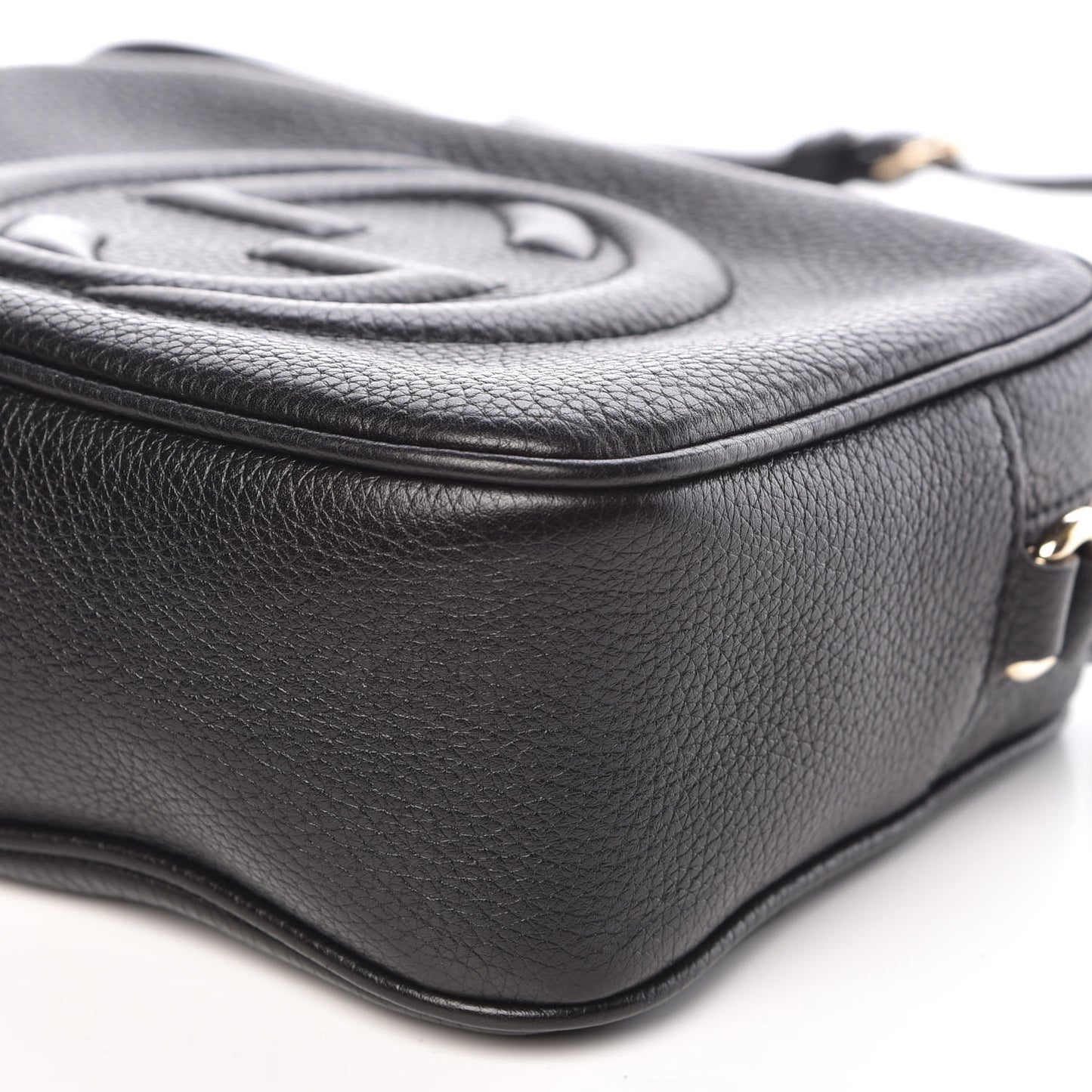 Pebbled Calfskin Small Soho Disco Bag Black