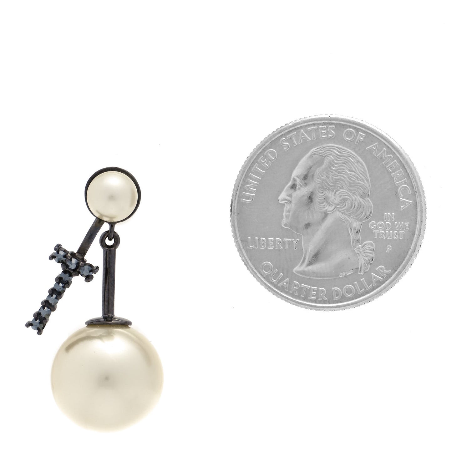 Crystal Pearl My ABCDior T Tribale Earring Black Silver