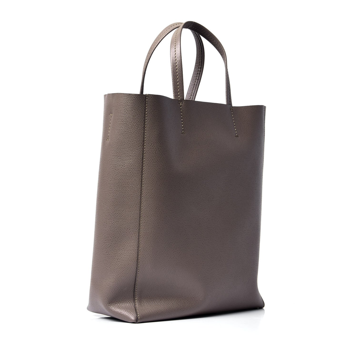 Grained Calfskin Small Vertical Cabas Taupe