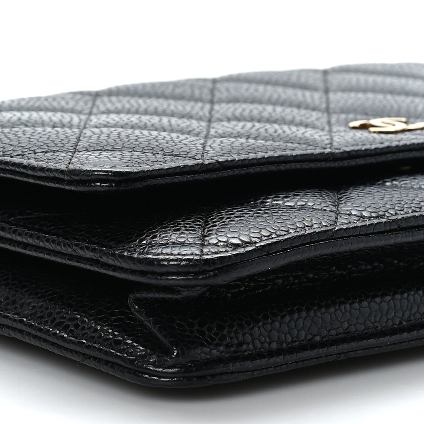 Caviar Quilted Wallet on Chain WOC Black