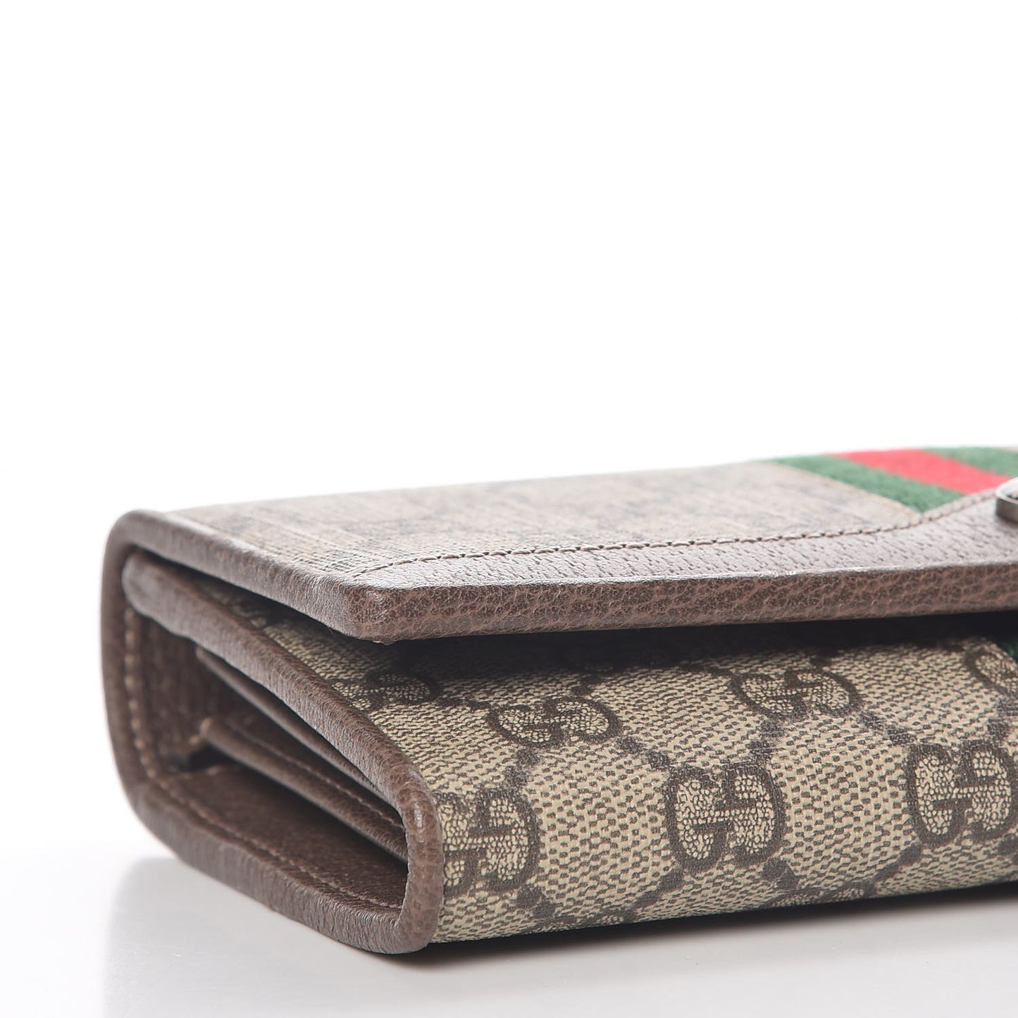 GG Supreme Monogram Web Ophidia Wallet On Chain Brown