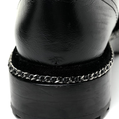 Chanel Crackled Calfskin Velvet Pearl Combat Short Boots 39 Black 16 of 19