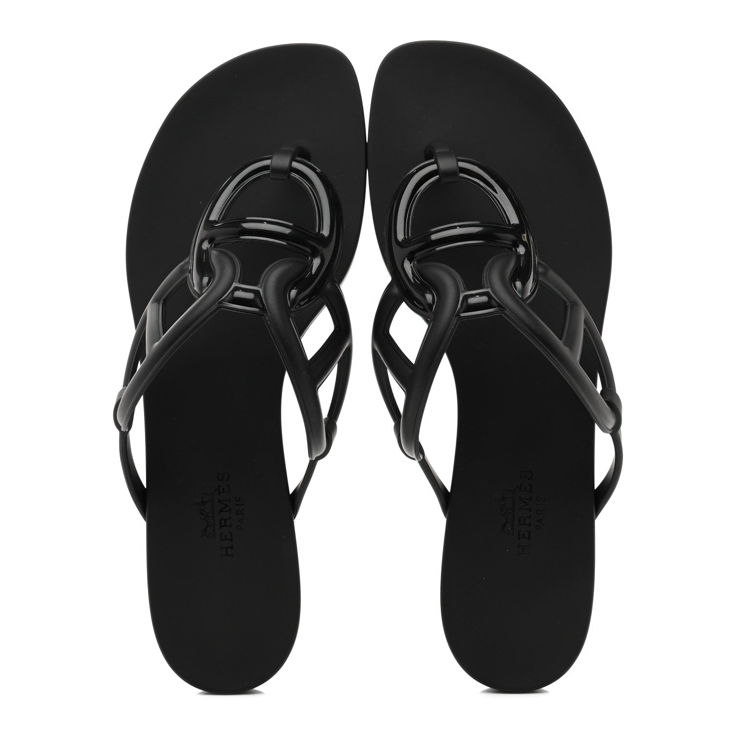 Hermes Rubber Womens Egerie Sandals 36 Black 2 of 11