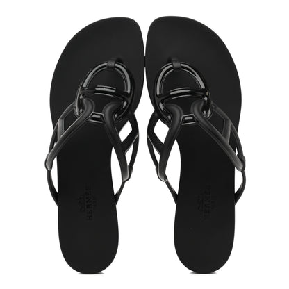 Hermes Rubber Womens Egerie Sandals 36 Black 2 of 11