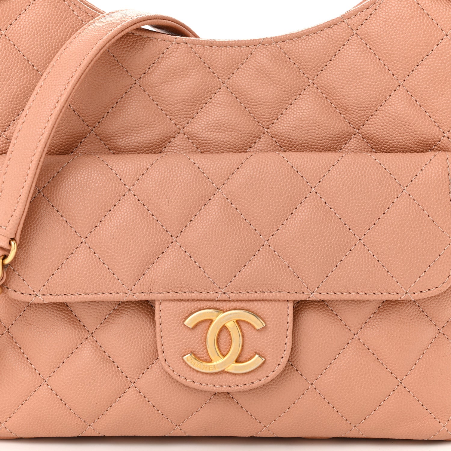 Chanel Caviar Quilted Wavy CC Hobo Beige 8 of 10