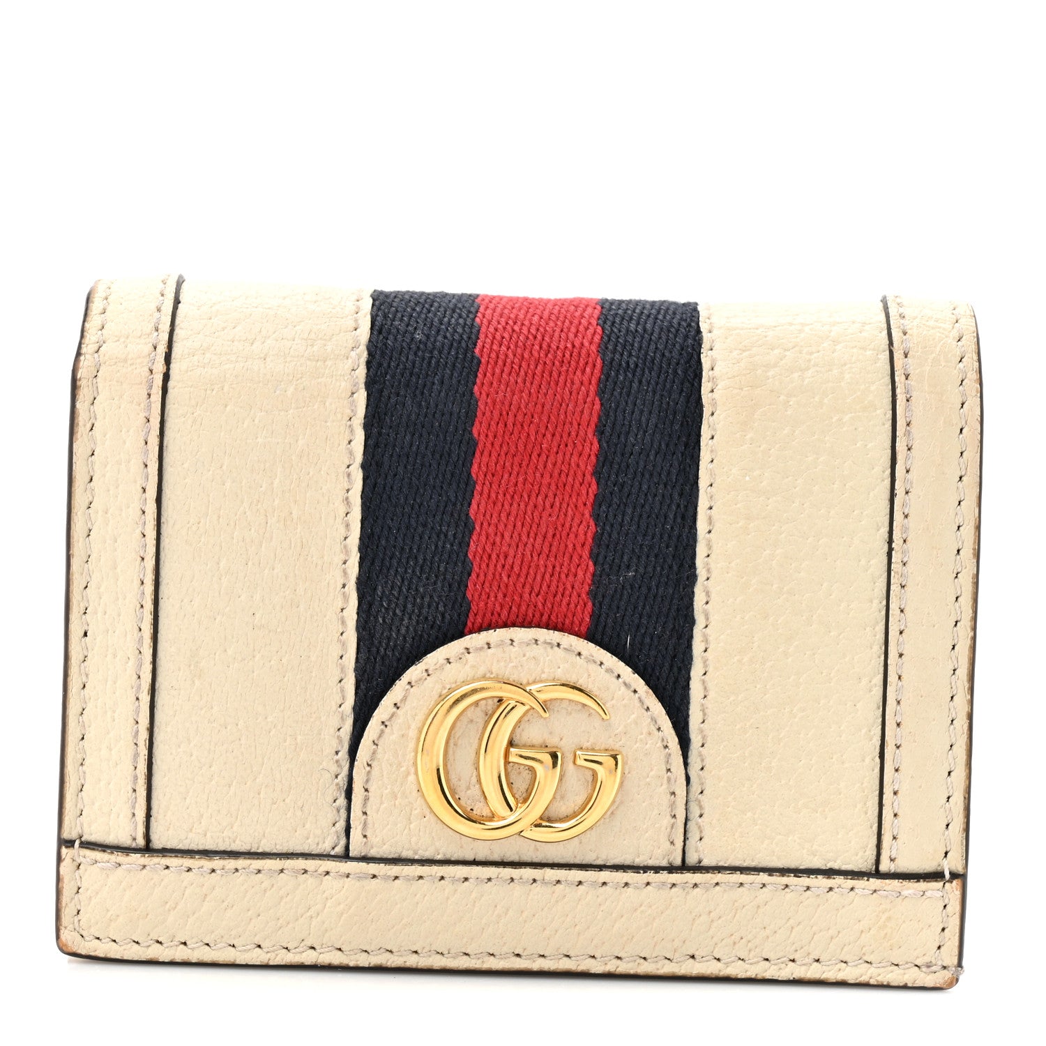 Gucci Textured Calfskin Web Ophidia Card Case Mystic White 1 of 14