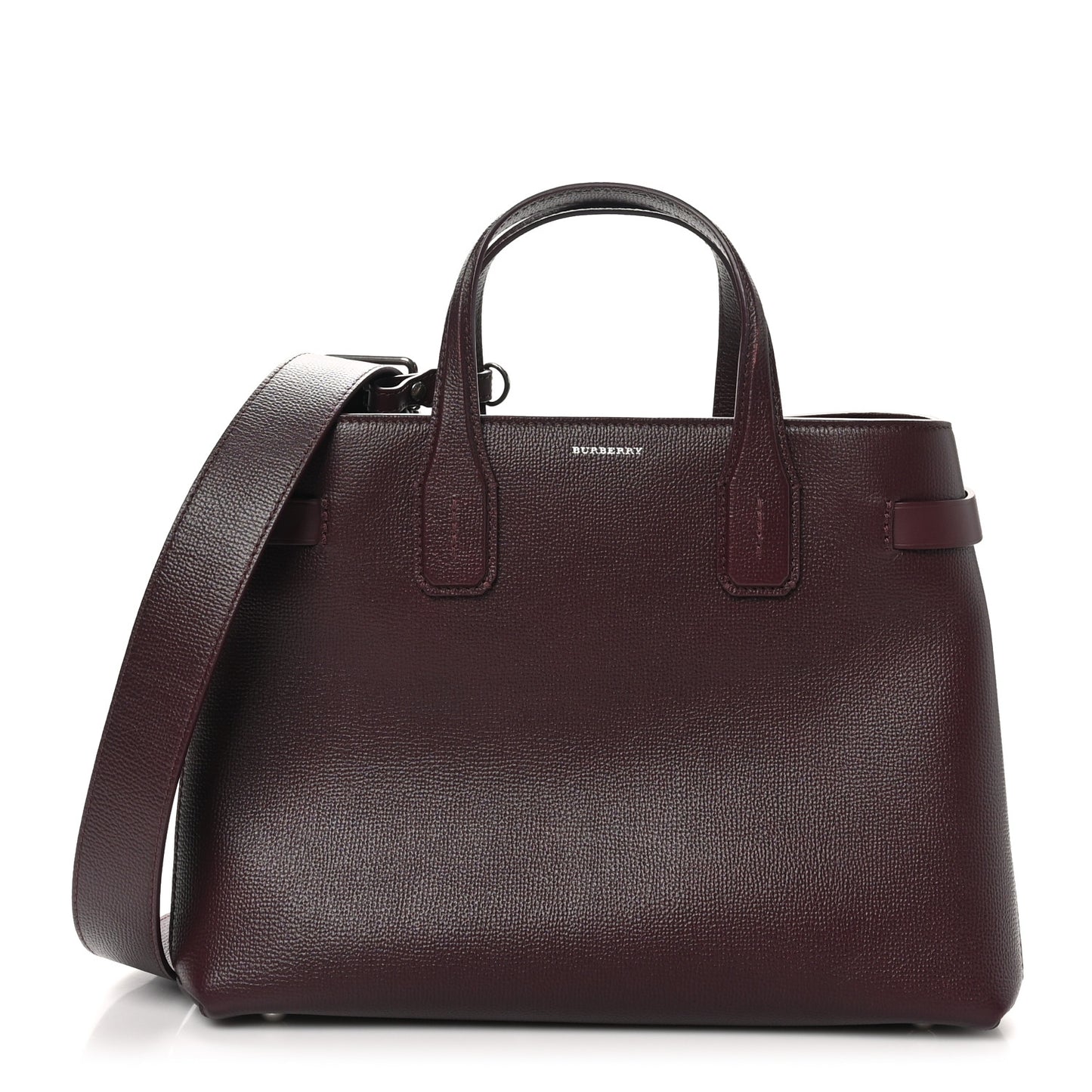 Grainy Calfskin House Check Medium Banner Tote Mahogany Red