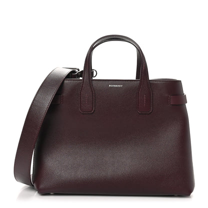 Burberry Grainy Calfskin House Check Medium Banner Tote Mahogany Red 1 of 11