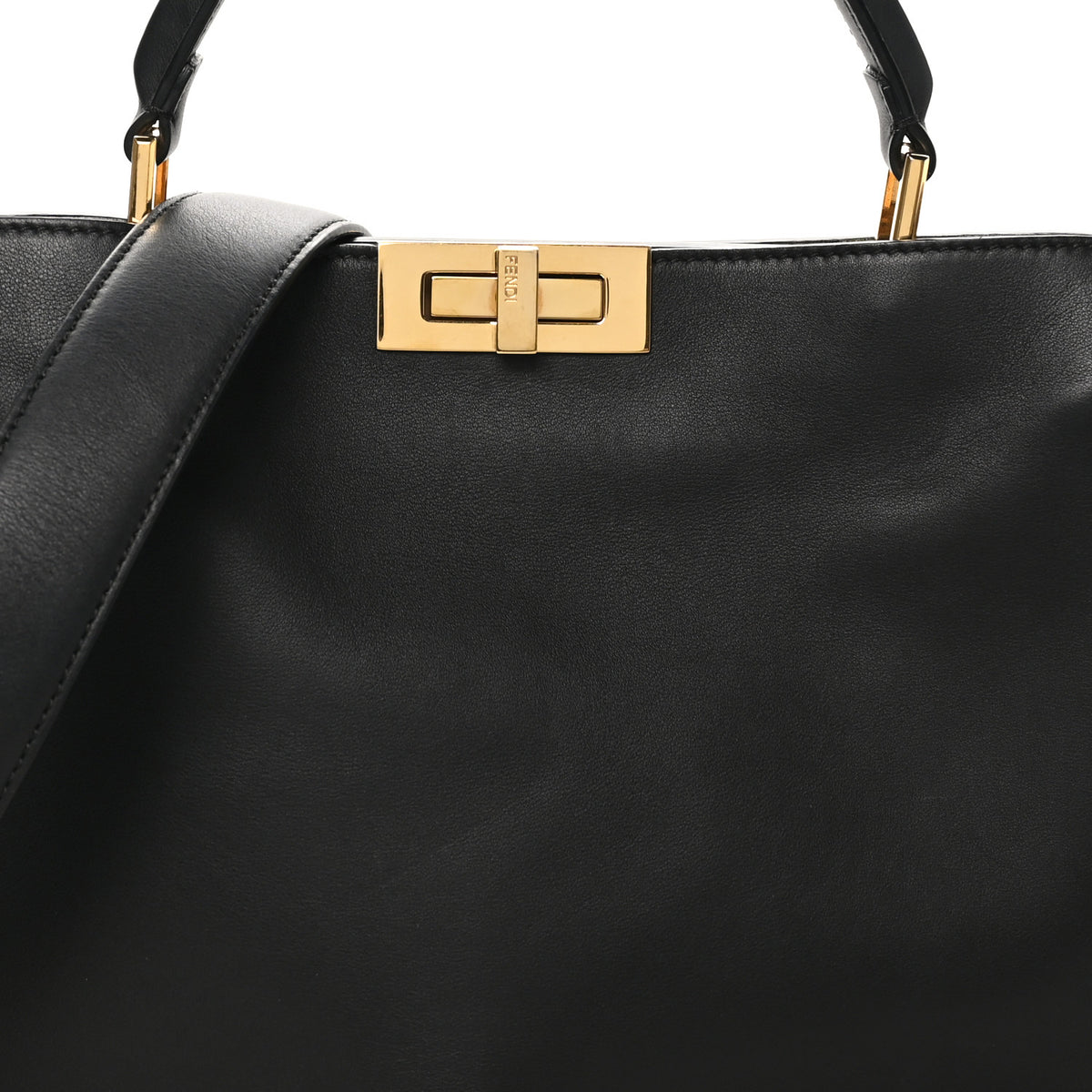 Fendi Vitello Tahiti Burro Large Peekaboo Iconic Essentially Satchel Black Corda 7 of 9