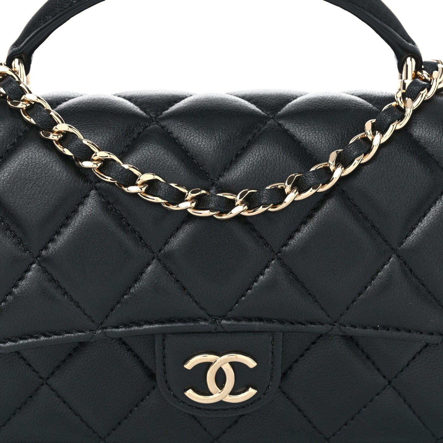 Chanel Lambskin Quilted Flap Phone Holder With Chain Black 9 of 11