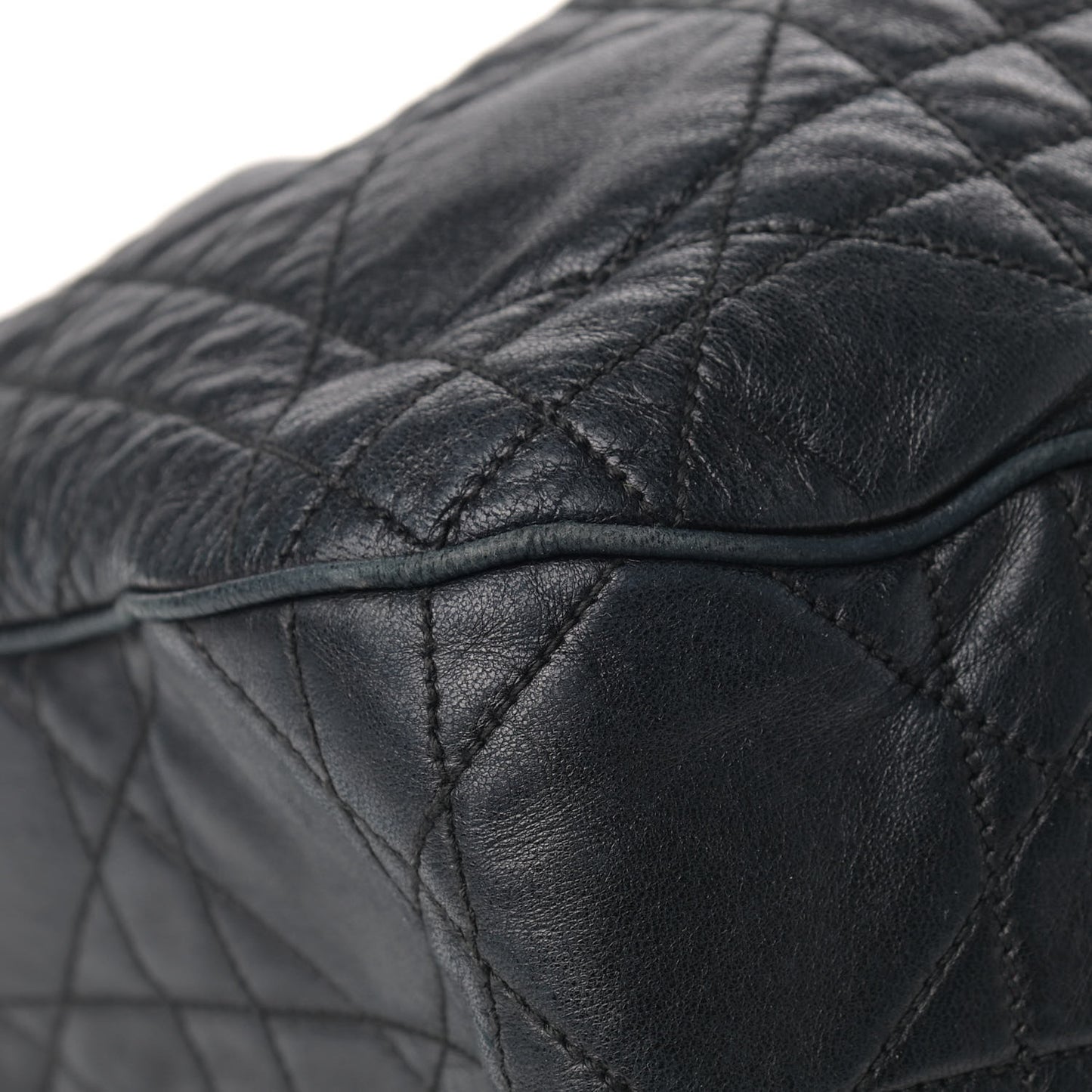 Lambskin Cannage Drawstring Bag Black