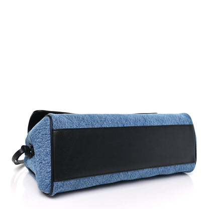 Chanel Calfskin Denim Stitched Urban Essentials Small Shopping Bag Blue Black 4 of 11