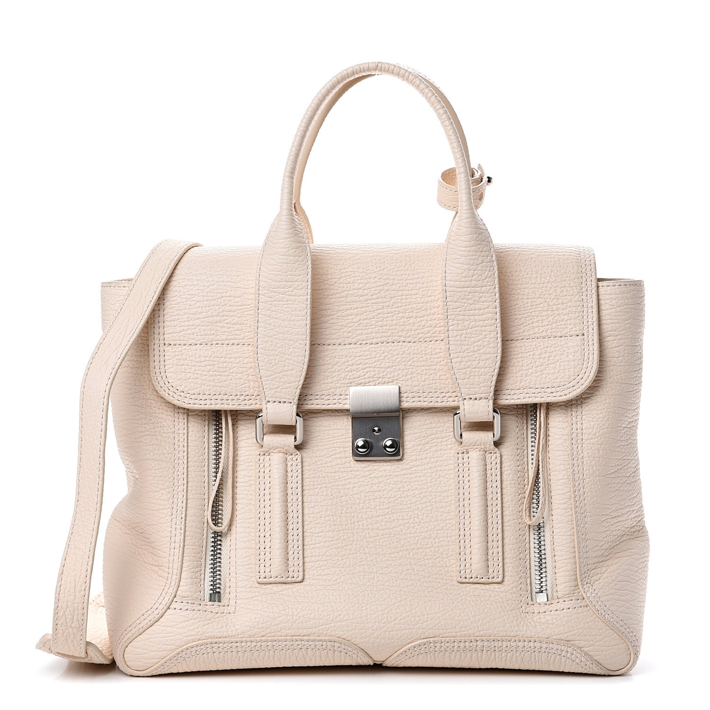 3.1 Textured Calfskin Medium Pashli Satchel Milk