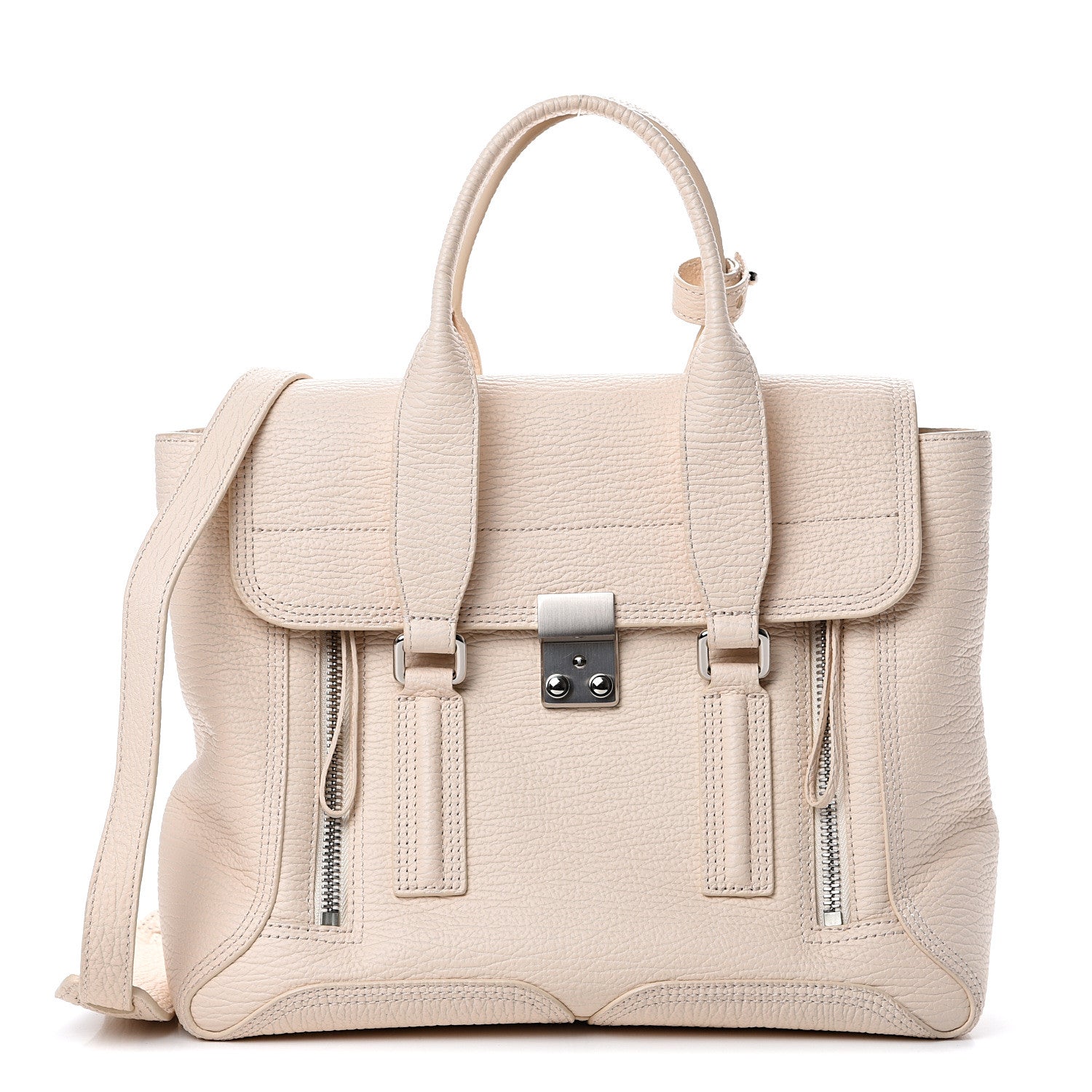 3.1 Phillip Lim 3.1 Textured Calfskin Medium Pashli Satchel Milk 1 of 10