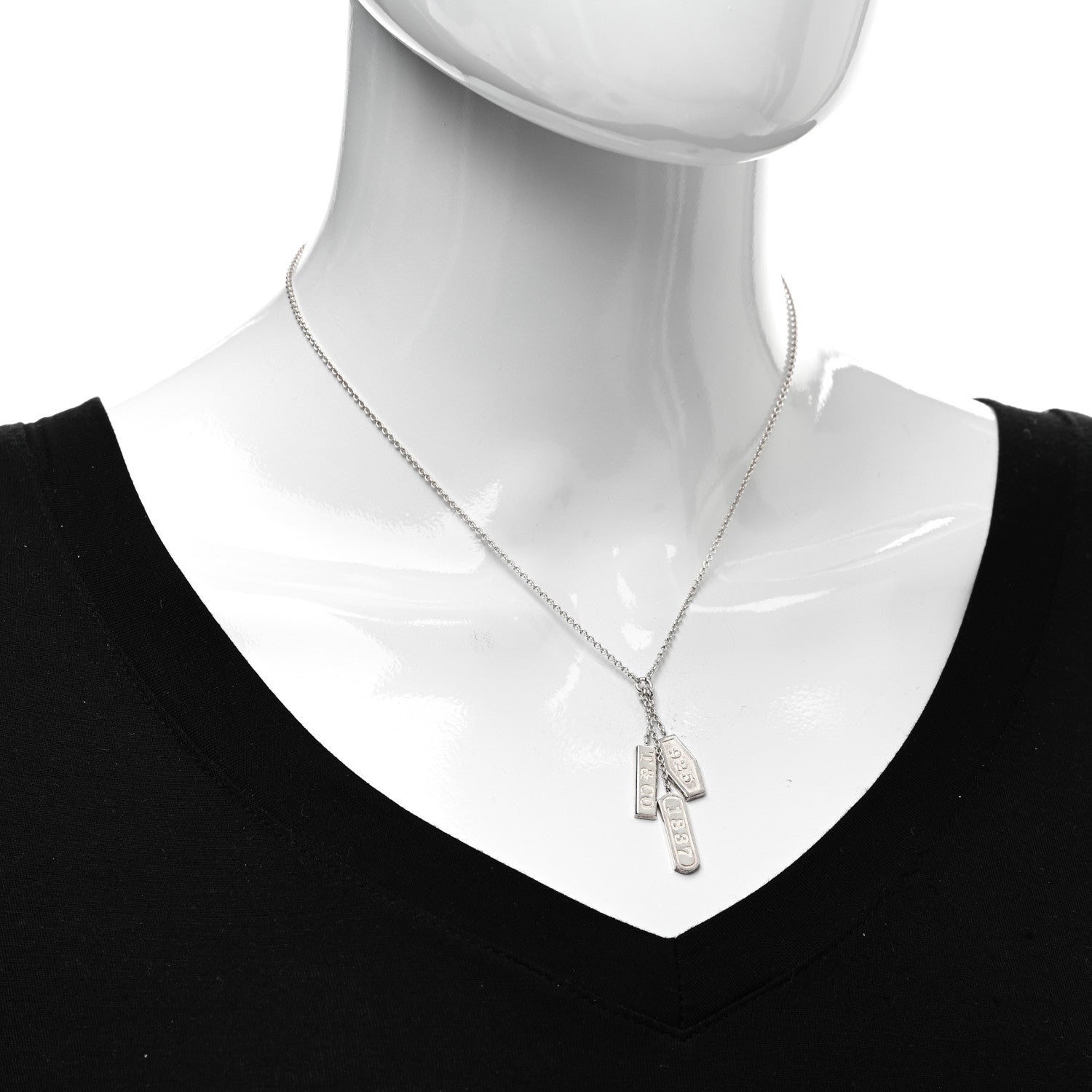 Tiffany Sterling Silver 1837 Triple Tag Lariat Necklace 2 of 4