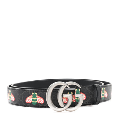 Gucci GG Supreme Monogram Bee Multicolor Appia Calfskin 30mm Belt 105 42 Black 1 of 4