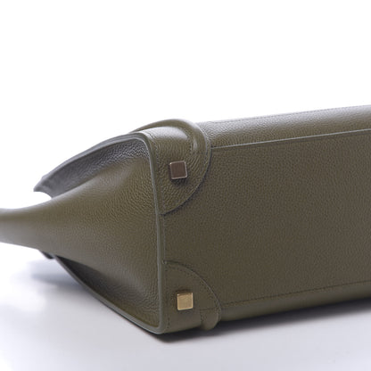 Celine Drummed Calfskin Micro Luggage Dark Olive 10 of 11