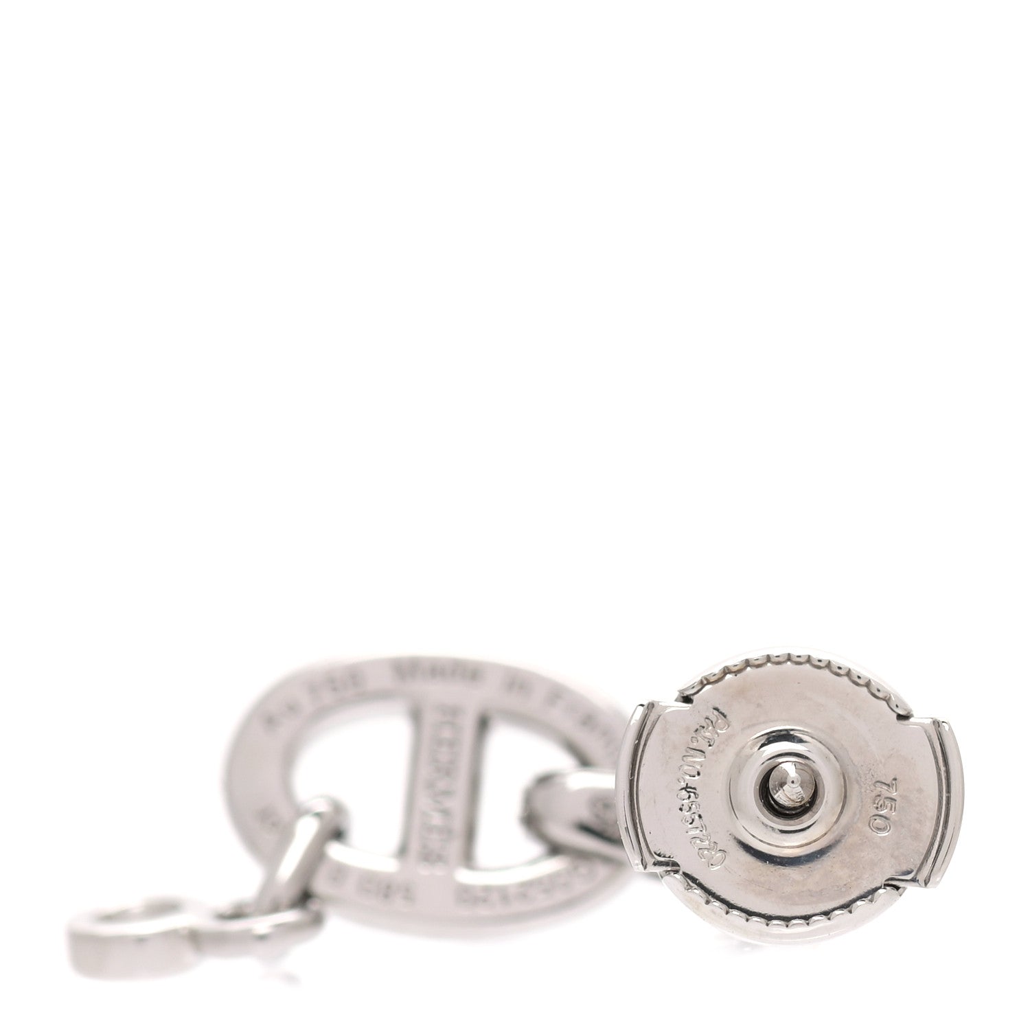 Hermes 18K White Gold Diamond PM Chaine D'Ancre Enchainee Earrings 5 of 6