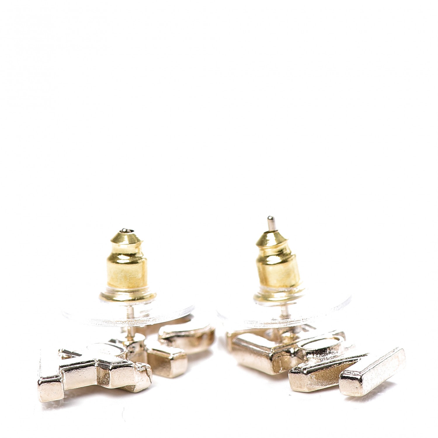 Chanel Crystal Pearl Signature Stud Earrings Gold 3 of 5