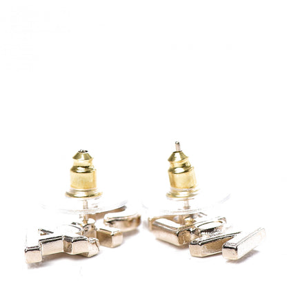 Chanel Crystal Pearl Signature Stud Earrings Gold 3 of 5