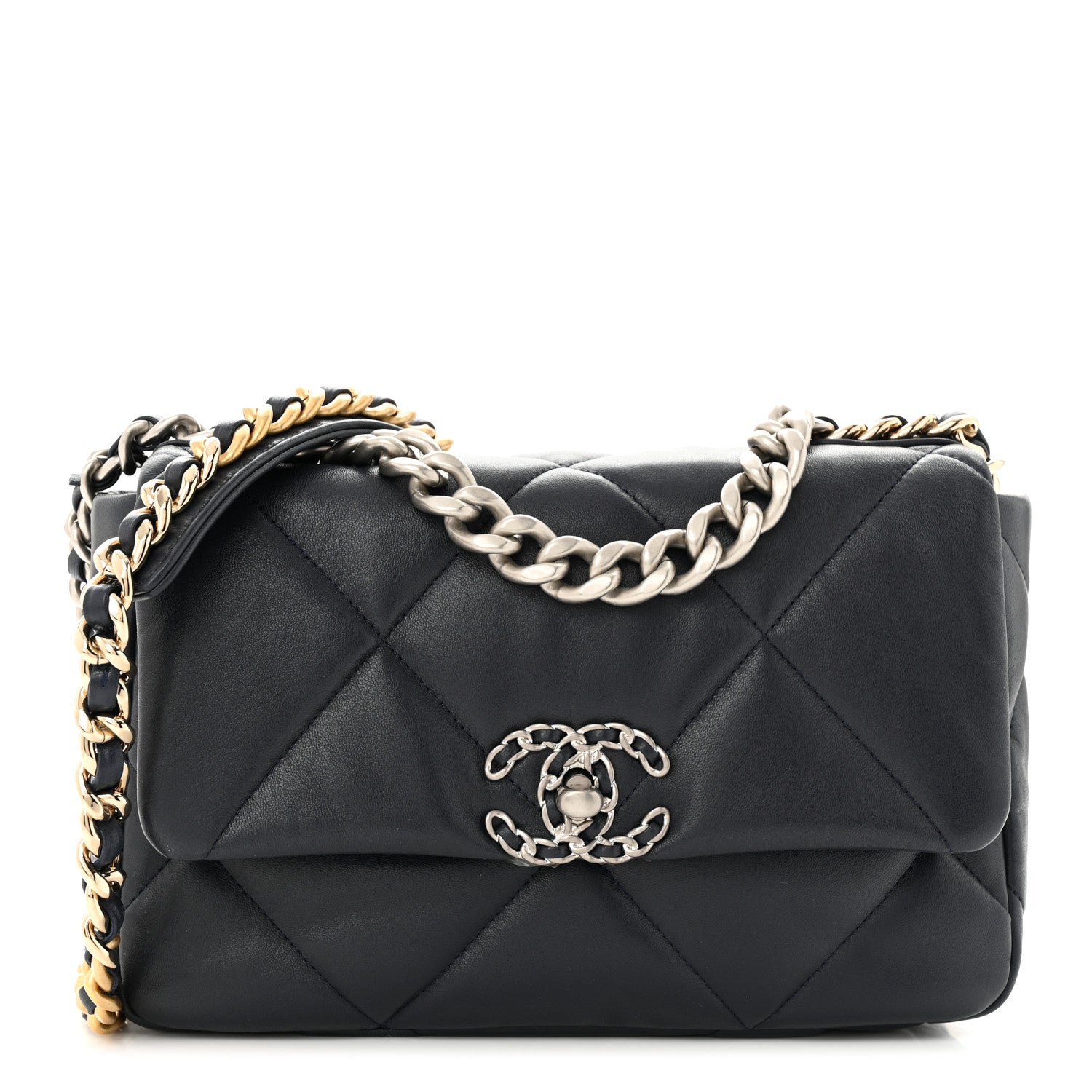 Chanel Lambskin Quilted Medium Chanel 19 Flap Navy Blue 1 of 11