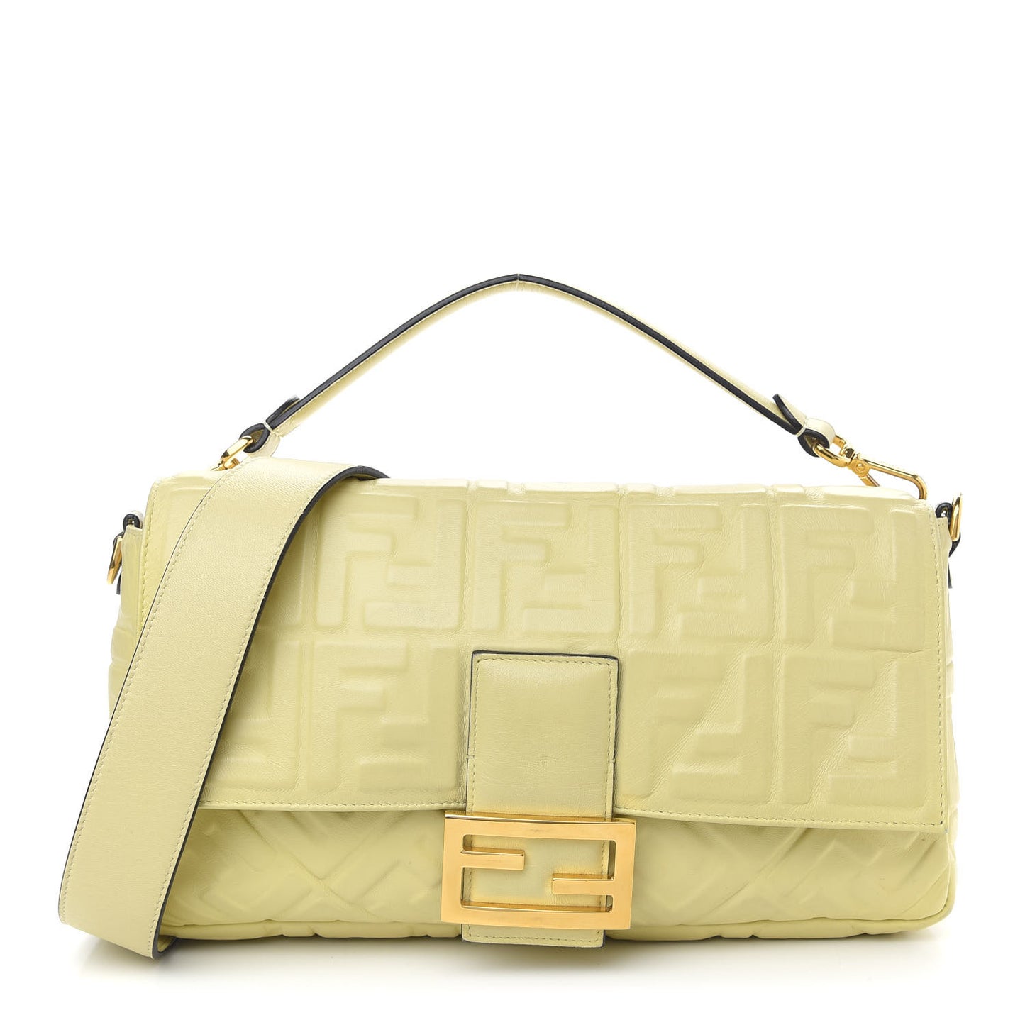 Nappa FF 1974 Embossed Large Baguette Banana