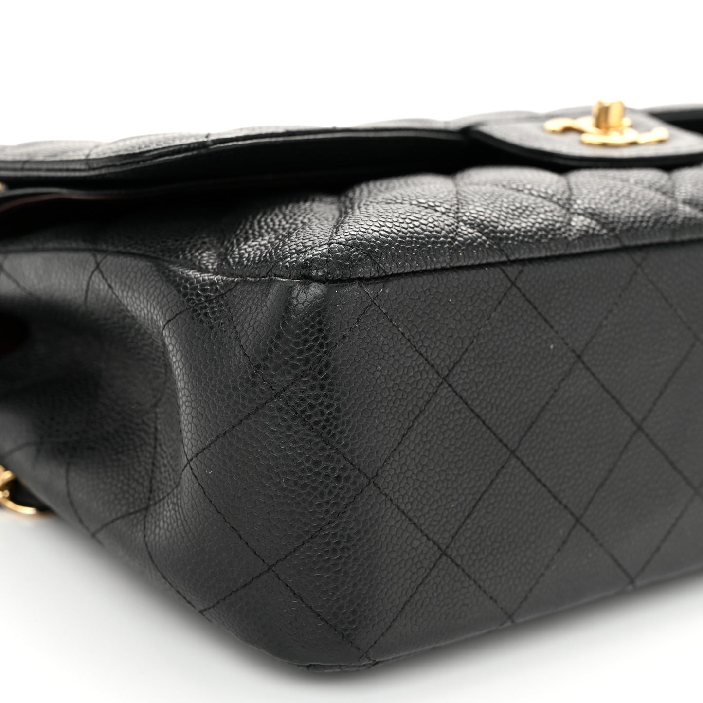 Caviar Quilted Jumbo Double Flap Black
